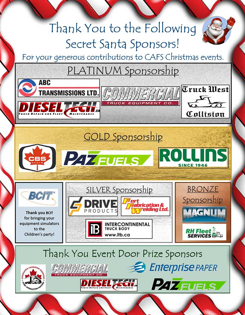 Thank You to the Following Secret Santa Sponsors!